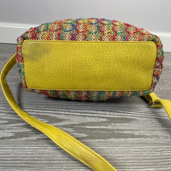 Vintage Juicy Couture Crossbody Purse Woven Straw Rainbow Stitch Hobo Crossbody - Picture 10 of 11